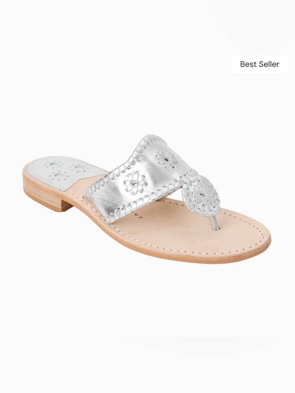 NEW Jack Rogers Metallic Silver Leather Sandals for Women 7.5M